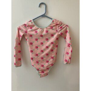 SweetHoney Girls 8 8Y Long Sleeve Floral Leotard 90% Polyester 10% Spandex Pink